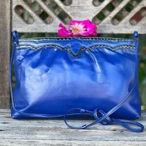 VINTAGE Blue leather/snakeskin MARY ROSENFIELD bag